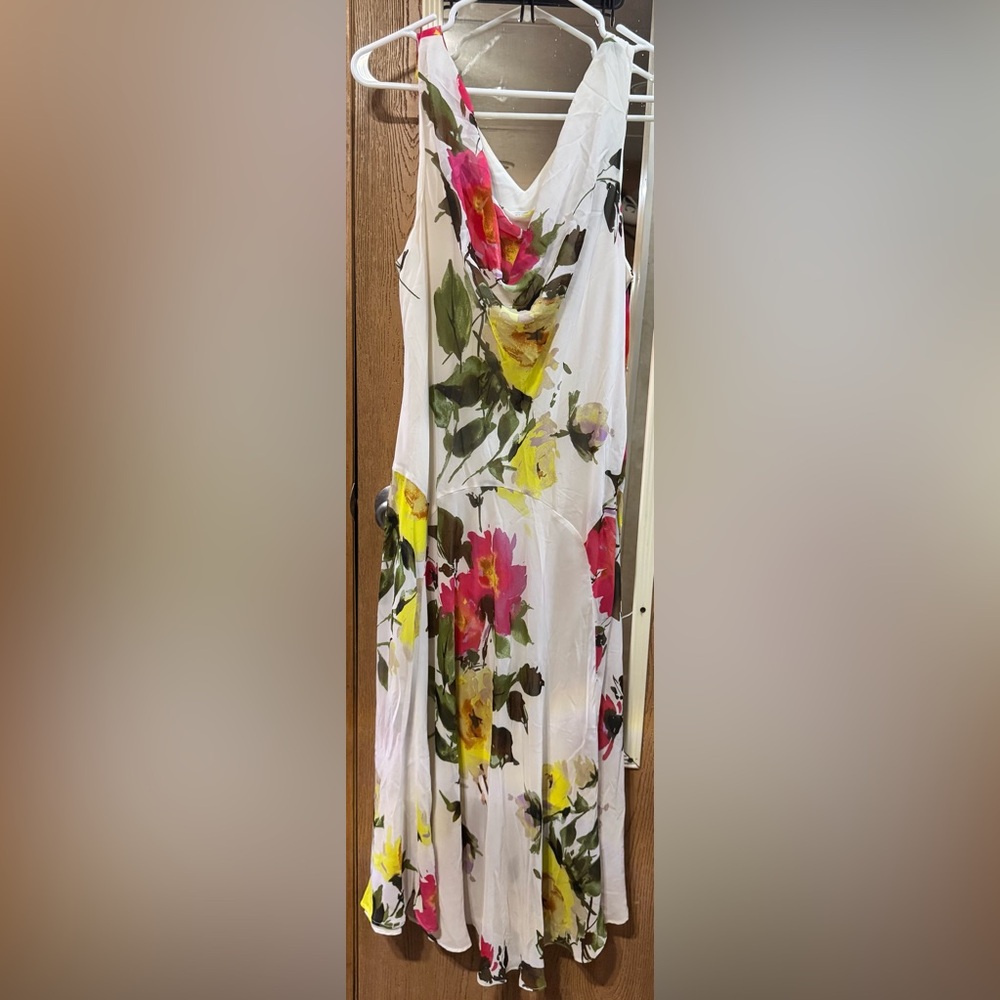 Signature by Robbie Bee Floral Sleeveless Dress & Red Cardigan Set Size 16 / XL